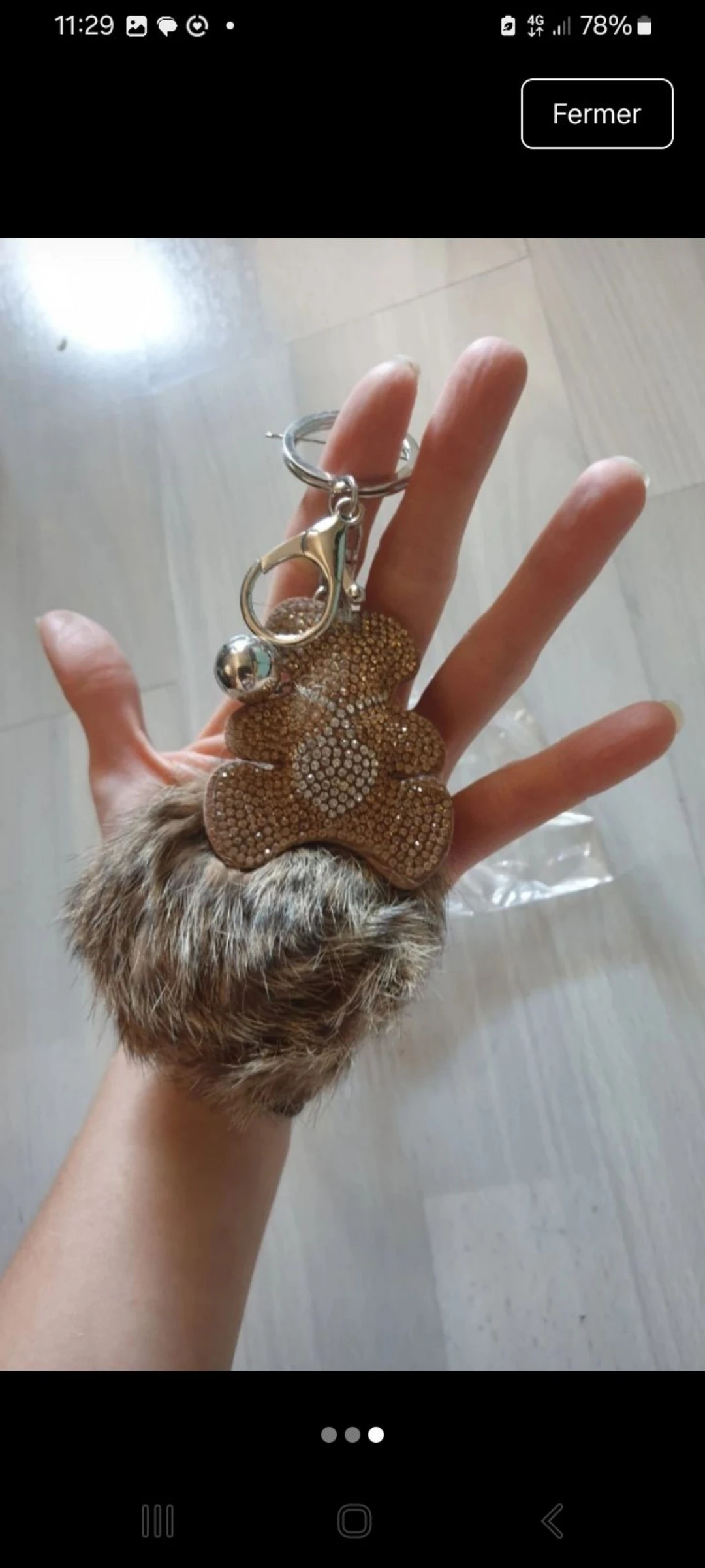 Sublime porte clefs neuf chic pompon nounours